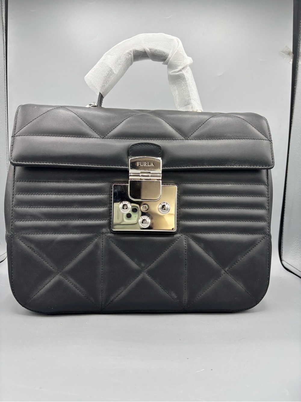 Furla Quilted Top-Handle Bag in Black
